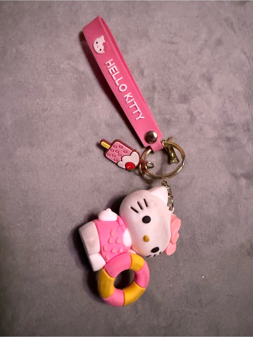 Hello Kitty Pink Silicone Strap Keychain with Float Ring